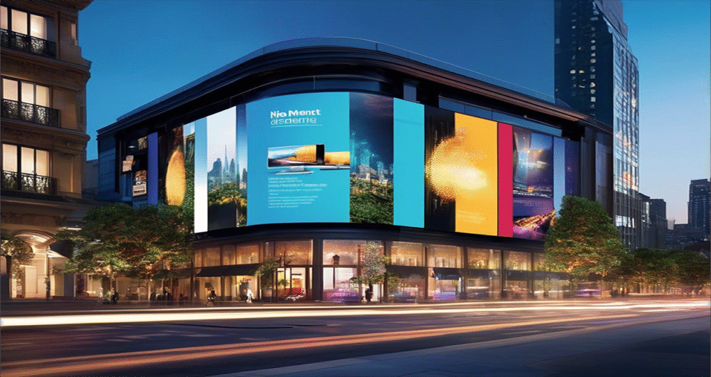 VistaAds CompaiPA Digital display in a busy urban area QR Video Code Integration